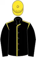 Black, yellow seams on body, yellow cap