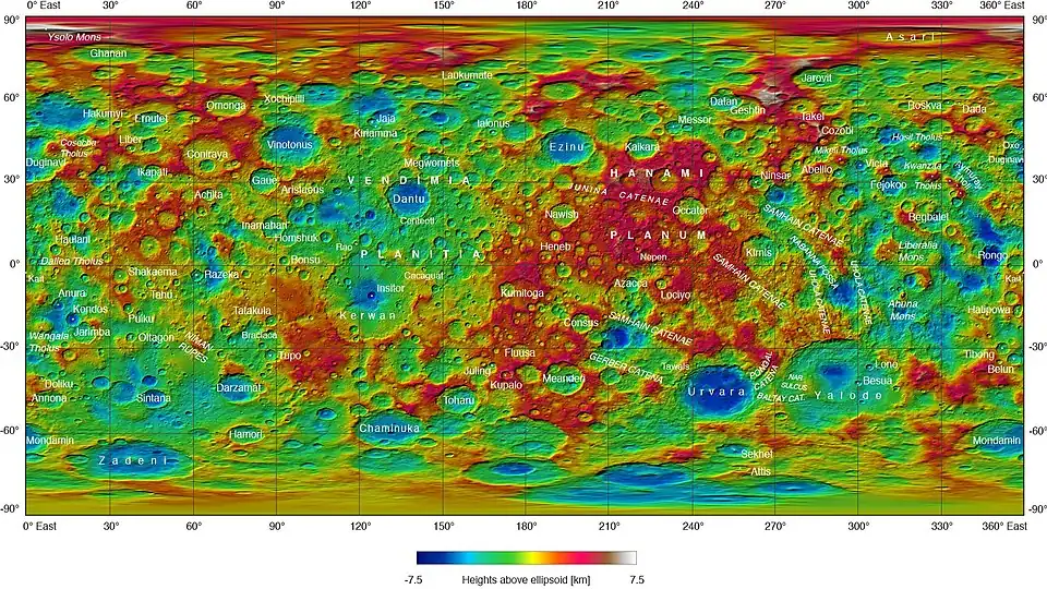 Topographical map of Ceres