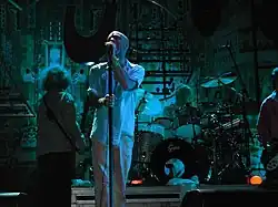 Left to right: Mike Mills, Michael Stipe, touring drummer Bill Rieflin (not inducted with the band), and Peter Buck.