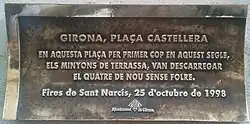 Plate dedicated to Minyons de Terrassa