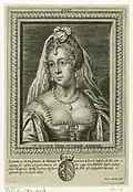 Posthumous engraving of Duchess Adelaide by Pieter de Jode II (dated 1661-1663)