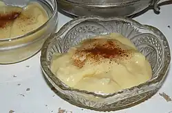 Milk kissel sprinkled with chocolate