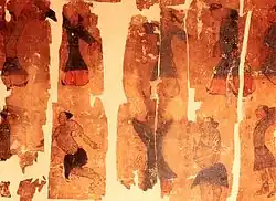 Image 14The physical exercise chart; a painting on silk depicting calisthenics; unearthed in 1973 in Hunan, China, from the 2nd-century BC Western Han burial site of Mawangdui, Tomb Number 3 (from Science in the ancient world)