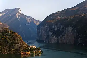 A river gorge with steep walls