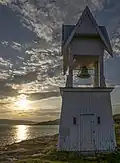 Bell tower Rødberg near Stadsbygd in Indre Fosen Municipality on the Trondheim Fjord in Norway