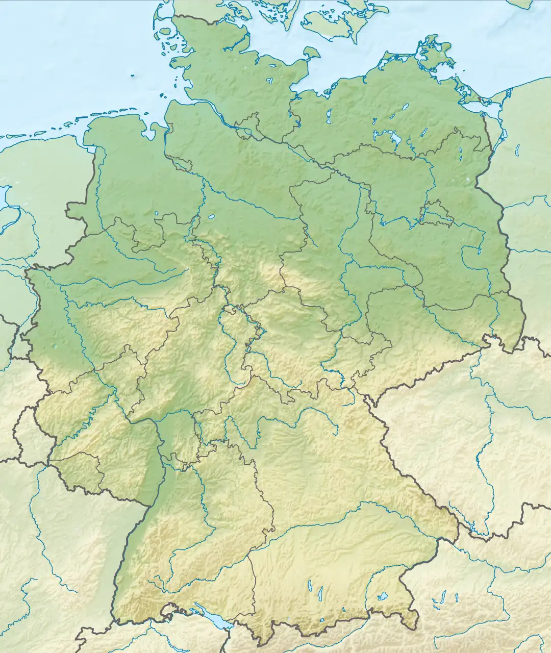 Map of Germany with mark showing location of Sigmaringen enclave