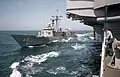 USS Ranger refueling USS Rentz, 29 April 1986