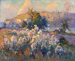 Les chardons en bord de Seine (Chardons en fleurs), oil on canvas, 65 × 81 cm