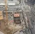 Basement construction nears ground level and crossbracing being removed on Jan 31, 2017.