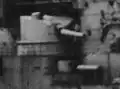 17-cm guns mounted in upper turret and lower casemate on starboard side of German battleship SMS Hessen.