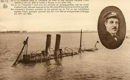 SS Brussels, torpedoed several times during the raid by the British and scuttled by the Germans in October 1918[44]