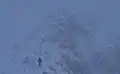 Deteriorating weather conditions on The Saddle in winter.