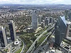View of the İşbank, Yapı Kredi and Finansbank towers from the roof of Istanbul Sapphire