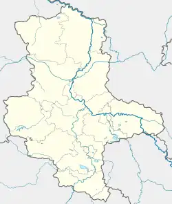 map of Saxony-Anhalt with a mark showing the location of Wernigerode Castle