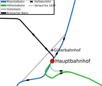 Freight bypass railway (in grey) and other lines