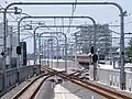 Track arrangement at Musashi-Sakai Station. Shows connecting track to JR East Chuo Main Line