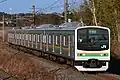 Set Y4 (former Keiyo Line set) on the Utsunomiya Line in December 2020