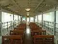Wood seats, JR Shikoku Seto-Ōhashi Torokko  [ja] train.