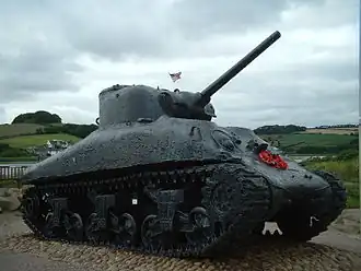A Sherman tank at Slapton Sands, a memorial to those who died in Exercise Tiger