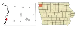 Location of Hawarden, Iowa