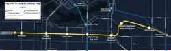 Map showing the extension along Broadway in relation to existing lines and surface streets