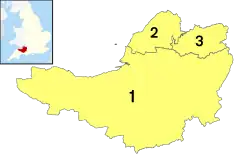 Map of districts of Somerset.