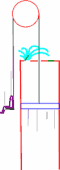 Carriage descends, pulling piston up and releasing air from top of column