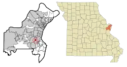 Location of Oakland, Missouri