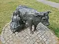 Milking nun statue