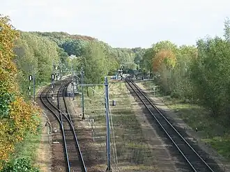 Station Landgraaf the right track direction Herzogenrath, left track direction Kerkrade. (2006)
