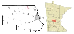 Location of Holdingford within Stearns County, Minnesota