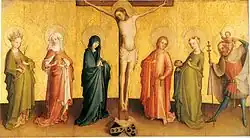 Crucifixion with Saints, 107.5 x 190.3 cm. Alte Pinakothek, Munich
