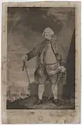 1795 engraving of a portrait by Sir Joshua Reynolds (1723-1792), the original of which hung in Haldon House in 1832 now at location unknown. National Portrait Gallery, London