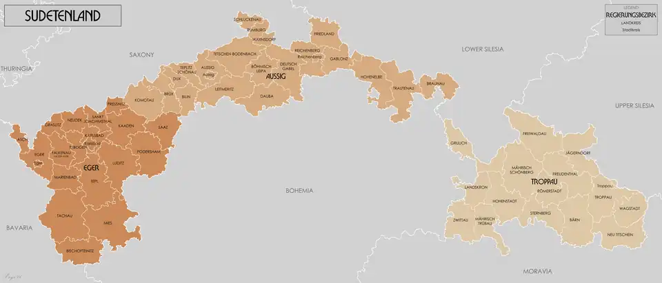 Location of Leitmeritz in Reichsgau Sudetenland.