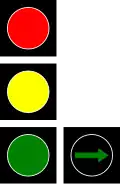 S-2 "traffic light with a signal permitting turning in the direction indicated by arrow" (when displayed with red light, you have to stop before the traffic light!)