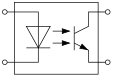 Opto-isolator: internal LED (left) and photo transistor (right)