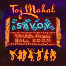 A cameo outline of several persons dancing in front of a marquee with the album title written on it