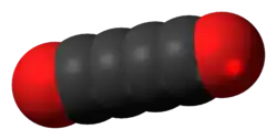 Space-filling model of the tetracarbon dioxide molecule