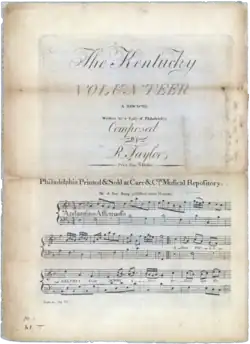 A print of the original sheet music for "The Kentucky Volunteer", 1794