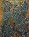 The Fallen Angel, by LVG, oil on paper, 1944, 33" x 43",Goriansky Family Collection