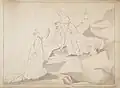 'The Coronation of Jones by the Geniuses in the Mountains of Wales', 1844, drawing, 34 x 48 cm, from The Illustrated Life of Richard Robert Jones