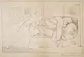 'The Genius Finding him Dead', 1844, drawing, 34 x 48 cm, from The Illustrated Life of Richard Robert Jones.