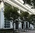 Reassembled former elements of the original Norinchukin Bank building on the rear front