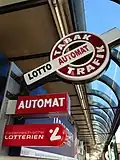 Modern-day tobacco shop sign (Tabaktrafik) in Vienna, Austria.