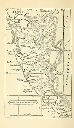 Map of Travancore in 1871