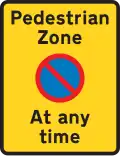 Waiting restriction repeater signs within the pedestrian zone