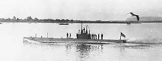 USS F-2 underway in San Diego harbor, California