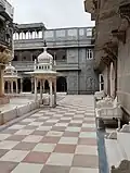 Courtyard where the Ek Thambiya Mahal is located.