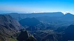 Cirque de Mafate with Grand Place (settlement on the bottom right)