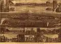 Composite print showing scenes from Olympia, circa 1905